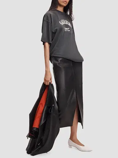 rag & bone Women's Bessie Leather Midi Skirt | Thumbnail 2 rag & bone Women's Bessie Leather Midi Skirt | Thumbnail 2