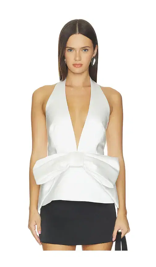 Prabal Gurung Deep V-neck Halter Satin Top