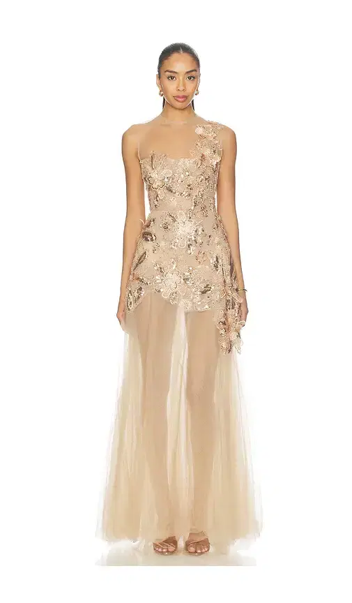 Bronx and Banco Layla Sequin Floral Maxi Dress