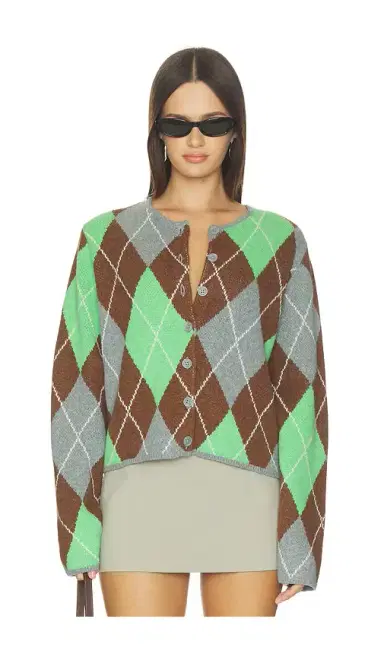 ALIGNE Aggie Merino Argyle Cardigan | Thumbnail 1
