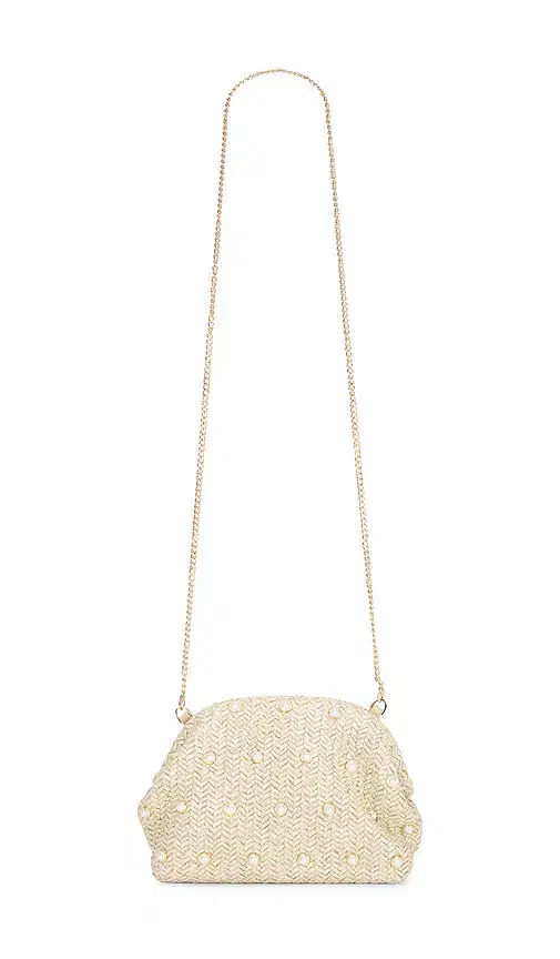 olga berg Kaia Studded Woven Clutch