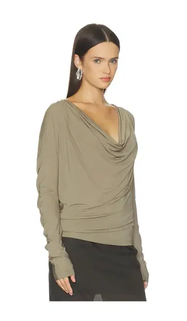 Helmut Lang Cowl Long Sleeve Top | Thumbnail 2 Helmut Lang Cowl Long Sleeve Top | Thumbnail 2