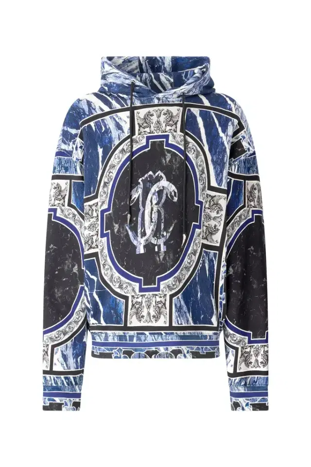 Roberto Cavalli Sweatshirt With Marble Print And Embellishments