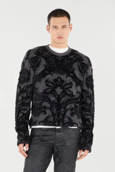 Roberto Cavalli Sweater With Plush Brocade Pattern | Thumbnail 2