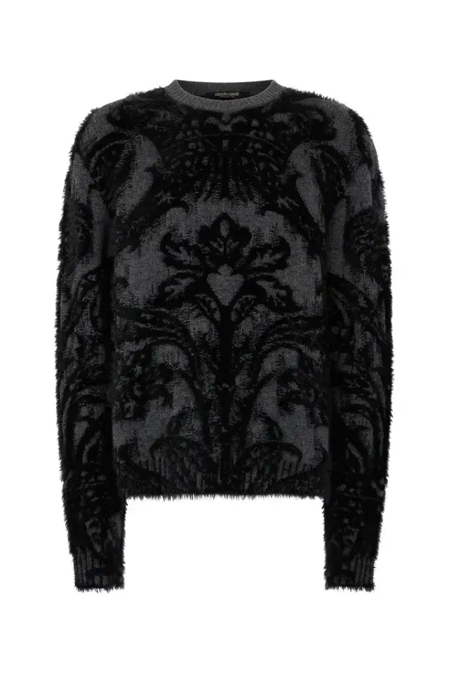 Roberto Cavalli Sweater With Plush Brocade Pattern