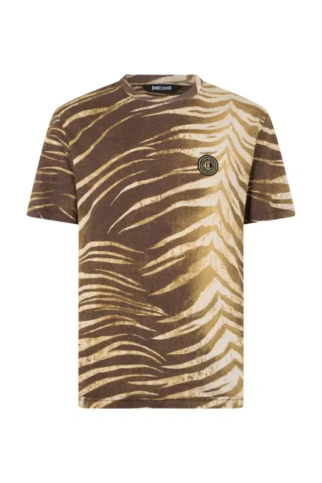 Roberto Cavalli Natural Barb Print T-Shirt