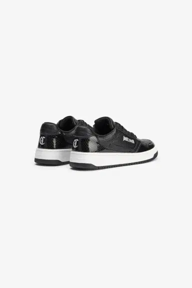 Roberto Cavalli Hammered Effect Black Sneakers with Logo | Thumbnail 3
