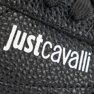 Roberto Cavalli Hammered Effect Black Sneakers with Logo | Thumbnail 4