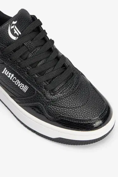 Roberto Cavalli Hammered Effect Black Sneakers with Logo | Thumbnail 5