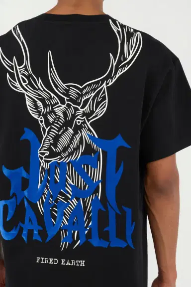 Roberto Cavalli Black T-Shirt With Deer Back Print | Thumbnail 5