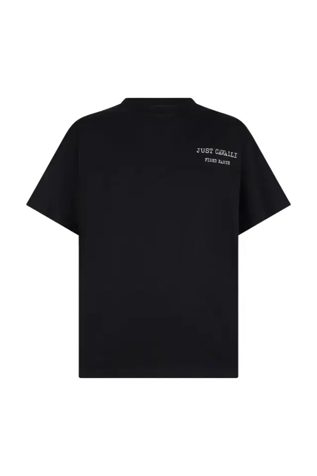Roberto Cavalli Black T-Shirt With Deer Back Print
