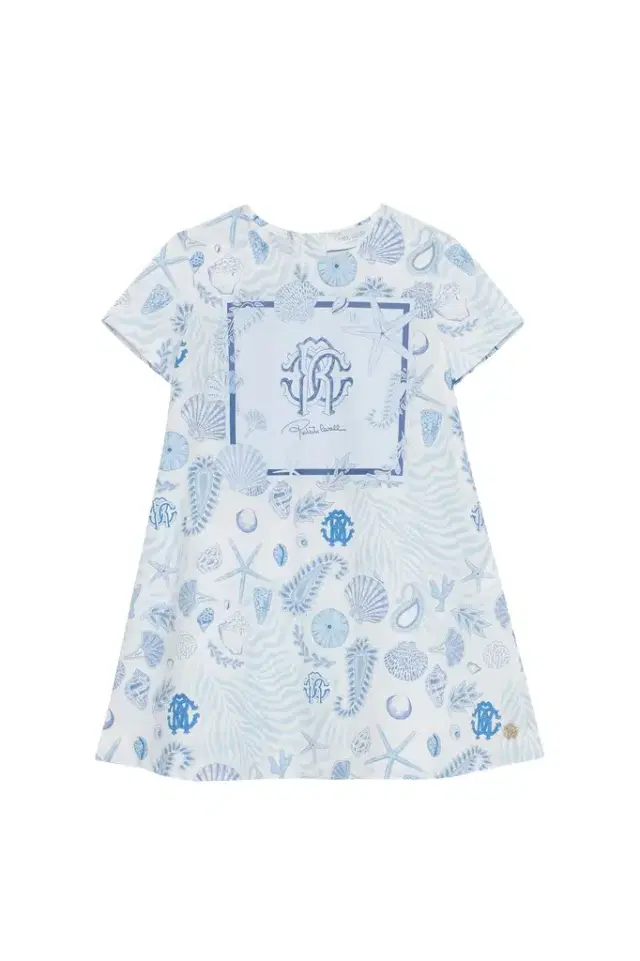 Roberto Cavalli Marine-Print Cotton Dress