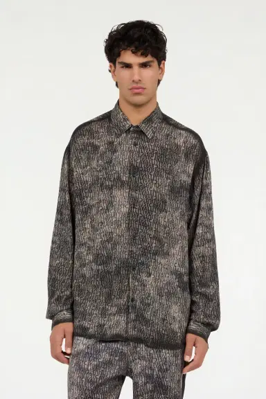 Roberto Cavalli Faded Effect Shirt with All-Over Lettering | Thumbnail 2