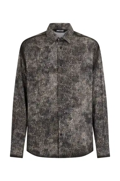 Roberto Cavalli Faded Effect Shirt with All-Over Lettering | Thumbnail 1