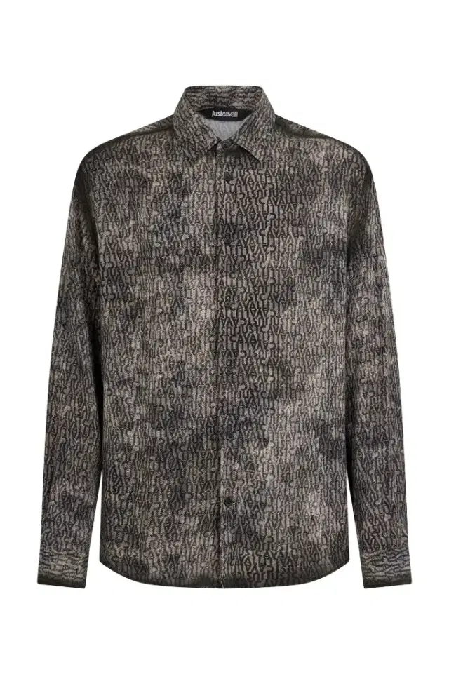 Roberto Cavalli Faded Effect Shirt with All-Over Lettering
