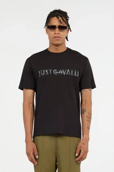 Roberto Cavalli Black T-Shirt With Just Cavalli Logo | Thumbnail 2