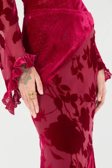 Roberto Cavalli Long Skirt With Rose And Python Pattern | Thumbnail 5