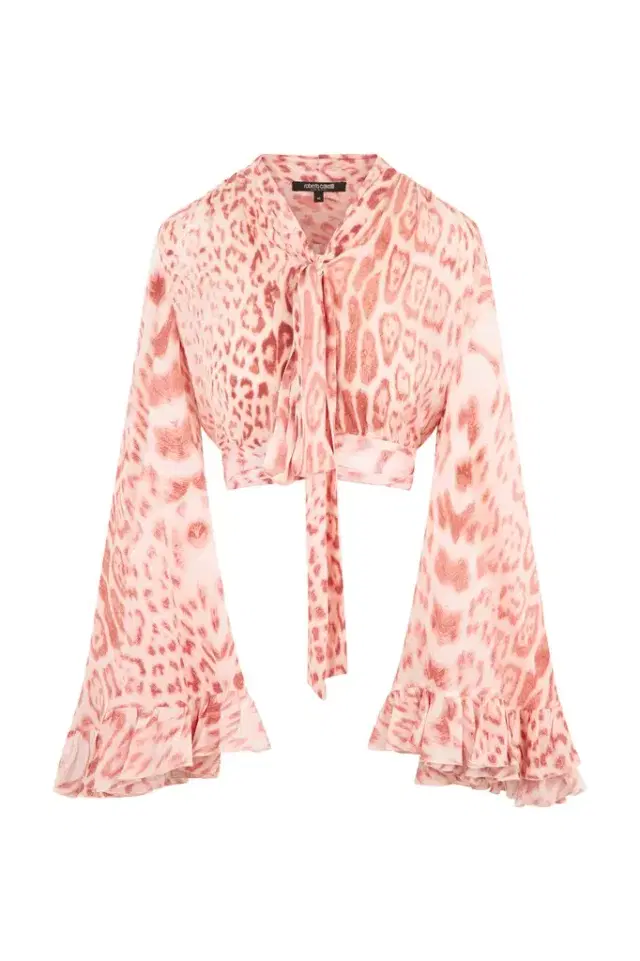 Roberto Cavalli Jaguar Pink Print Shirt