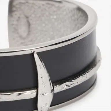 Roberto Cavalli Black and Palladium Rigid Bracelet with Fang | Thumbnail 4