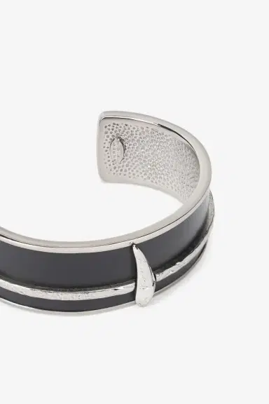 Roberto Cavalli Black and Palladium Rigid Bracelet with Fang | Thumbnail 5