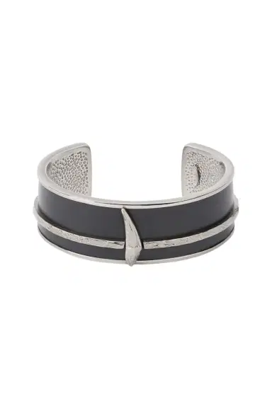 Roberto Cavalli Black and Palladium Rigid Bracelet with Fang | Thumbnail 1