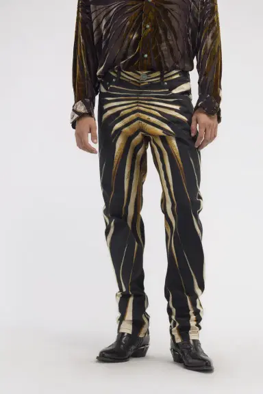 Roberto Cavalli Slim fit jeans with Ray of Gold print | Thumbnail 2