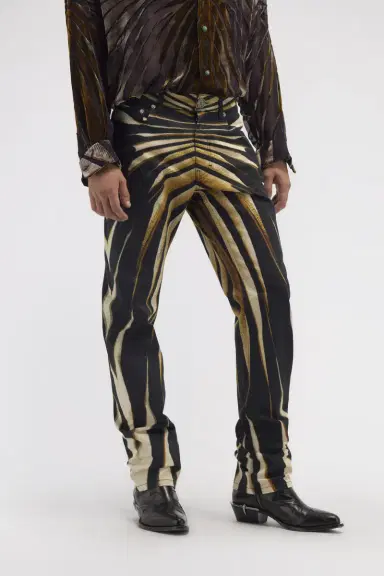Roberto Cavalli Slim fit jeans with Ray of Gold print | Thumbnail 4