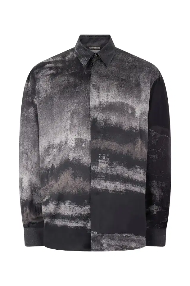 Roberto Cavalli Used-Effect Gradient Silk Shirt