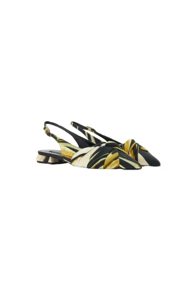 Roberto Cavalli Print Satin The Pettegola Slingback with low heel