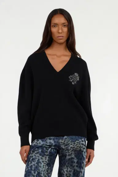 Roberto Cavalli Black sweater with Monogram Mirror Snake | Thumbnail 2 Roberto Cavalli Black sweater with Monogram Mirror Snake | Thumbnail 2