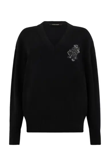 Roberto Cavalli Black sweater with Monogram Mirror Snake | Thumbnail 1 Roberto Cavalli Black sweater with Monogram Mirror Snake | Thumbnail 1