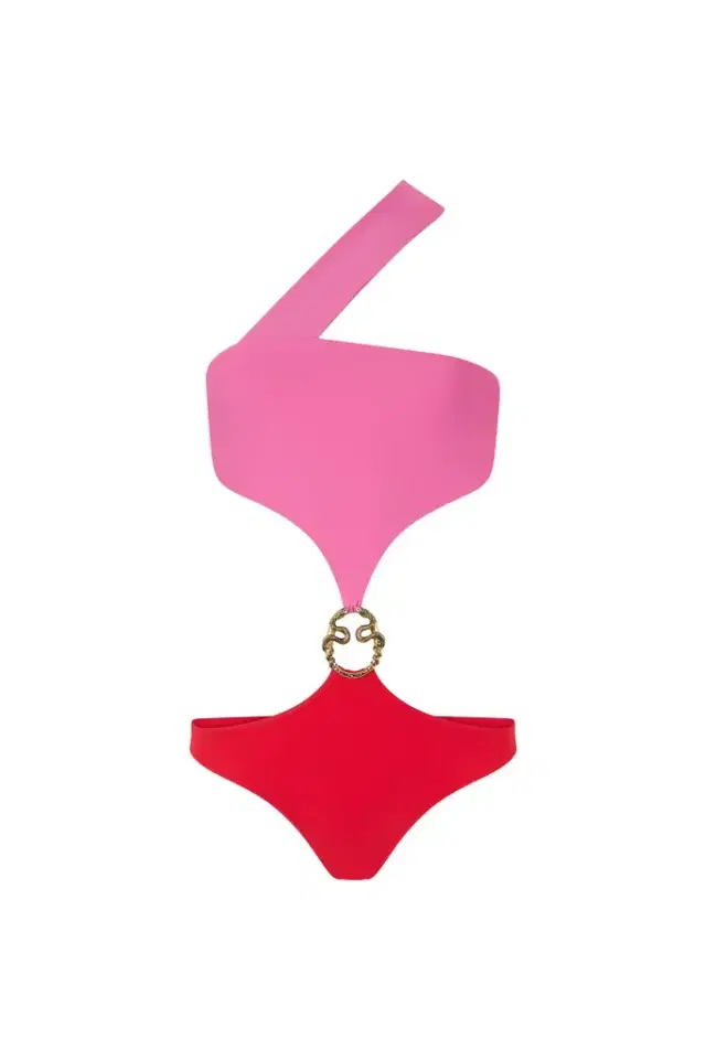 Roberto Cavalli Asymmetrical One-Piece Swimsuit with Jewel Detail