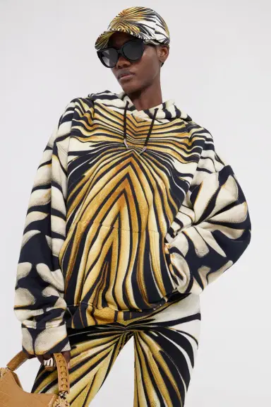 Roberto Cavalli Ray Of Gold Print Cotton Sweatshirt | Thumbnail 4