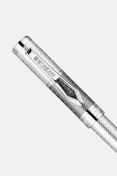 Roberto Cavalli Roberto Cavalli Chevron Ballpoint Pen, Two Tone Silver & Gun Color | Thumbnail 2