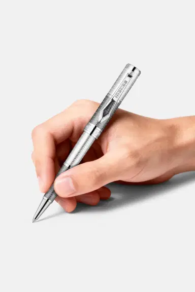 Roberto Cavalli Roberto Cavalli Chevron Ballpoint Pen, Two Tone Silver & Gun Color | Thumbnail 3