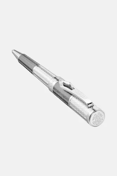 Roberto Cavalli Roberto Cavalli Chevron Ballpoint Pen, Two Tone Silver & Gun Color | Thumbnail 4