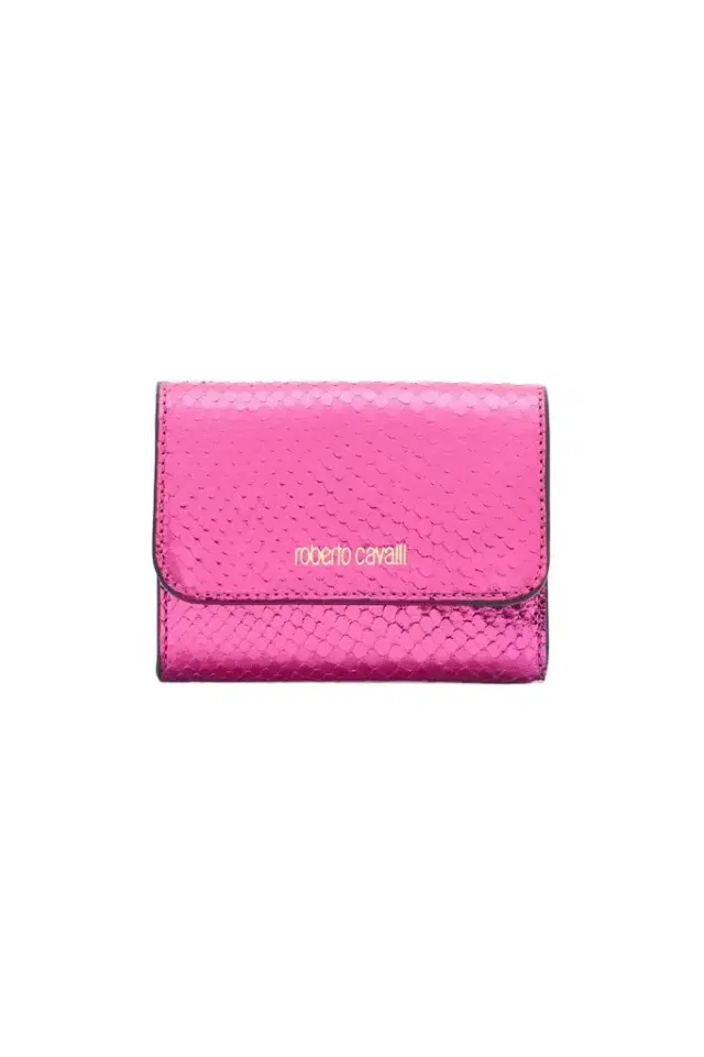 Roberto Cavalli Snake Scale-Effect Metallic Wallet
