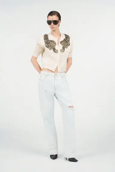 Roberto Cavalli Wool Cardigan with Tiger Embroidery | Thumbnail 7 Roberto Cavalli Wool Cardigan with Tiger Embroidery | Thumbnail 7