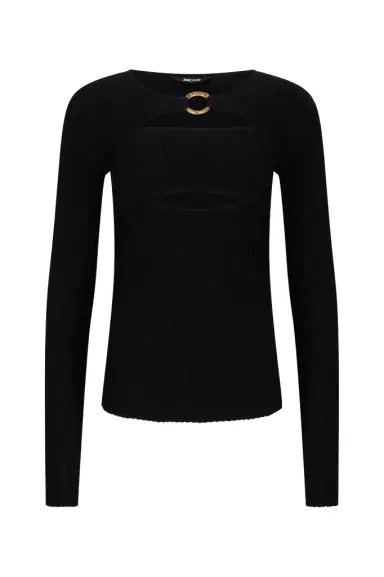 Roberto Cavalli Black Ribbed Cut-Out Sweater | Thumbnail 1