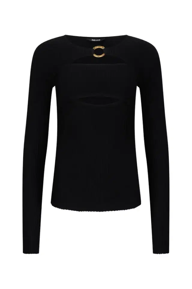 Roberto Cavalli Black Ribbed Cut-Out Sweater