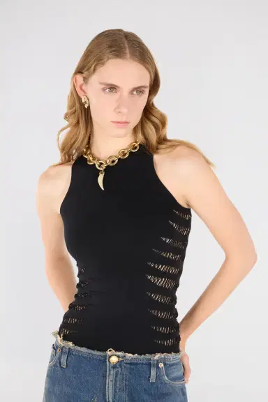 Roberto Cavalli Vest Top With Openwork Zebra Pattern | Thumbnail 2