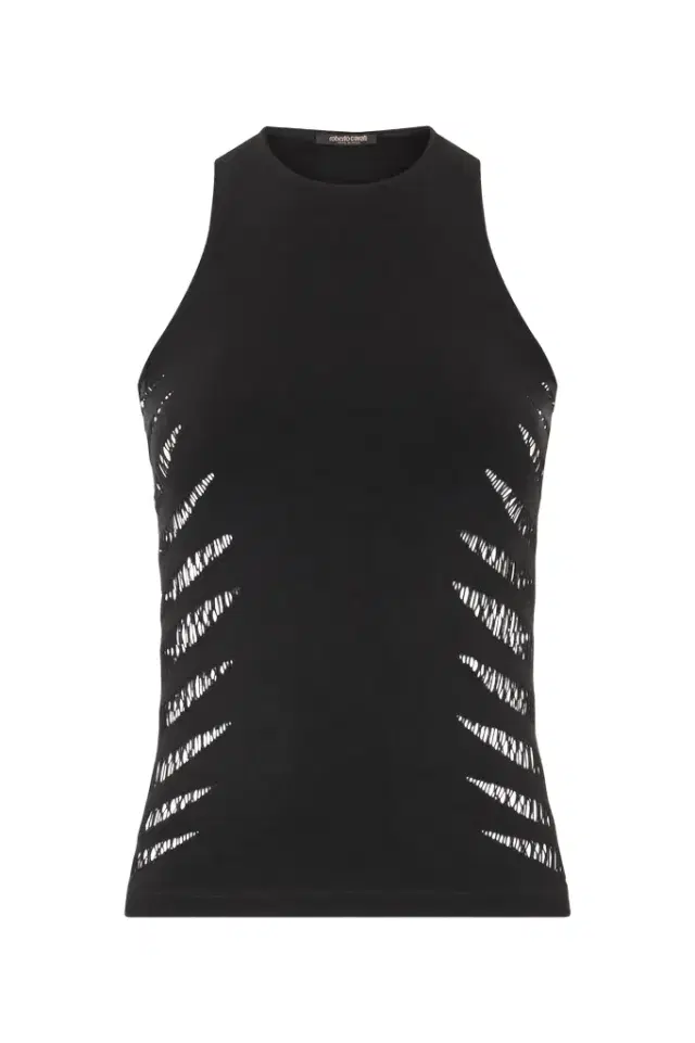 Roberto Cavalli Vest Top With Openwork Zebra Pattern