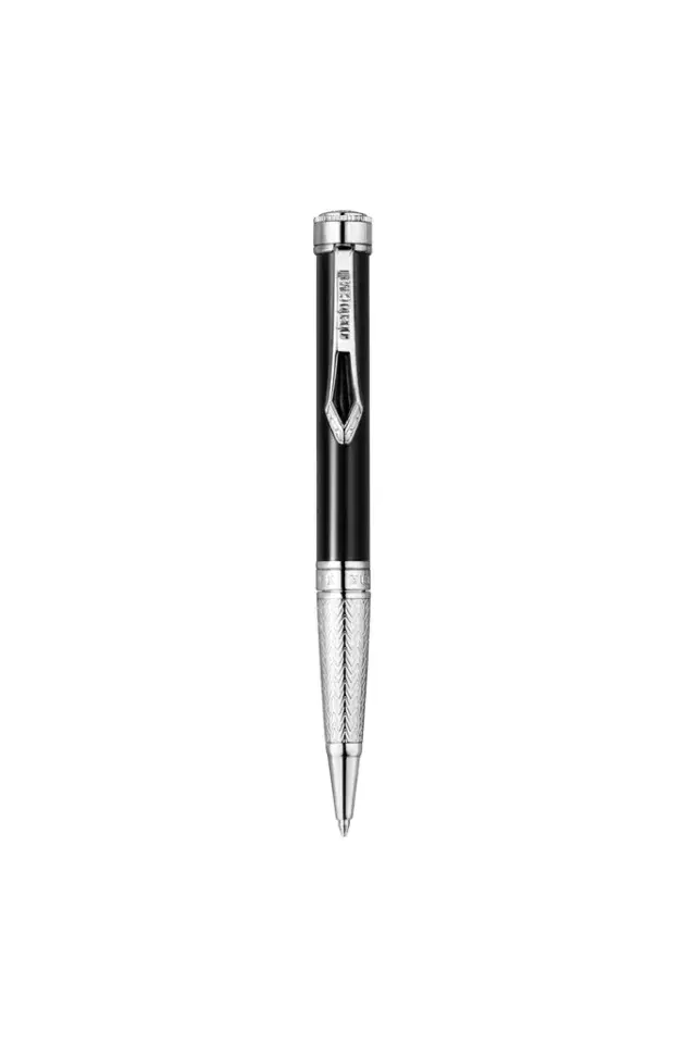 Roberto Cavalli Roberto Cavalli Lacquer Ballpoint Pen, Silver Color & Black Lacquer