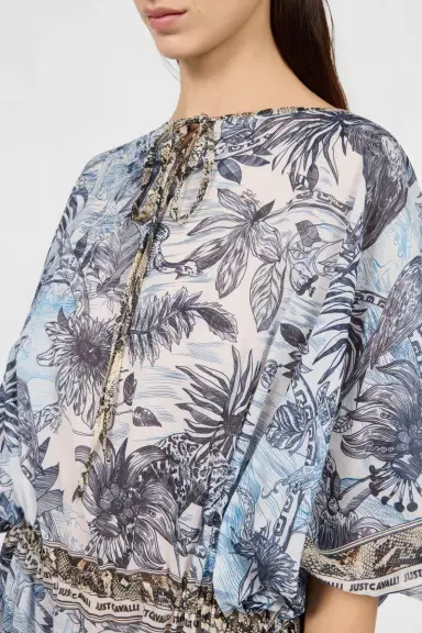 Roberto Cavalli Mini Dress in Cotton with Streange Jungle Print | Thumbnail 4