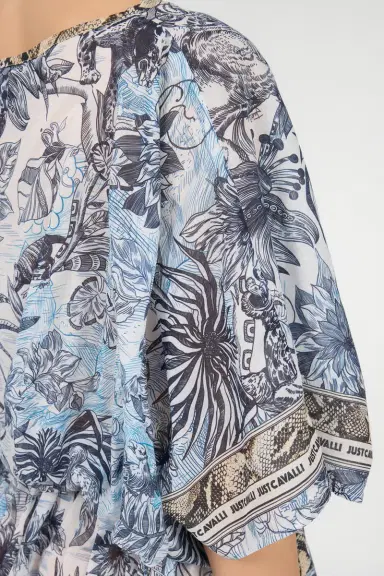 Roberto Cavalli Mini Dress in Cotton with Streange Jungle Print | Thumbnail 5