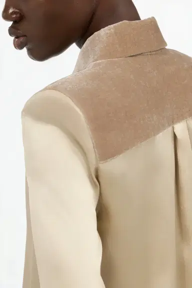 Roberto Cavalli Beige Silk Shirt With Velvet Inserts | Thumbnail 5