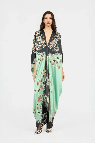 Roberto Cavalli Silk Kaftan Dress With Kimono Print | Thumbnail 2