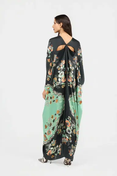 Roberto Cavalli Silk Kaftan Dress With Kimono Print | Thumbnail 3