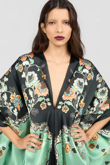 Roberto Cavalli Silk Kaftan Dress With Kimono Print | Thumbnail 4