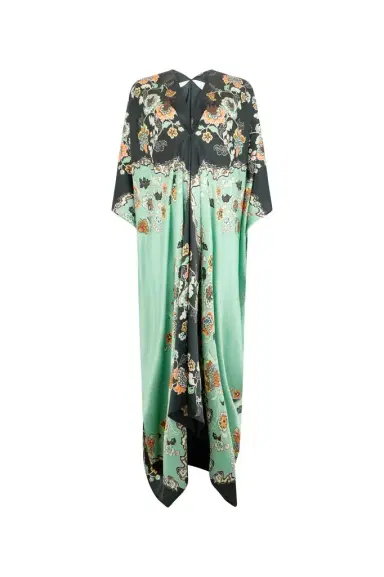 Roberto Cavalli Silk Kaftan Dress With Kimono Print | Thumbnail 1